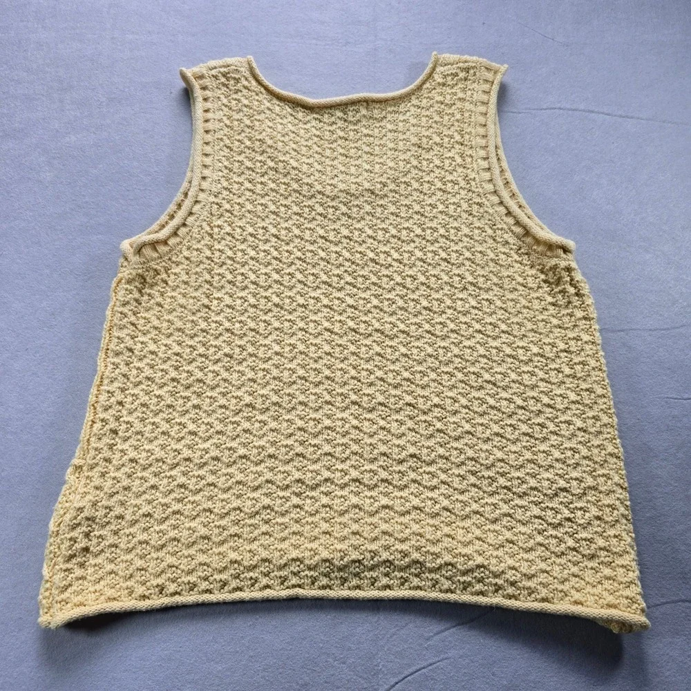 C&C California Cable Knit V-Neck Sweater Vest Med Yellow Rory Gilmore Aesthetic